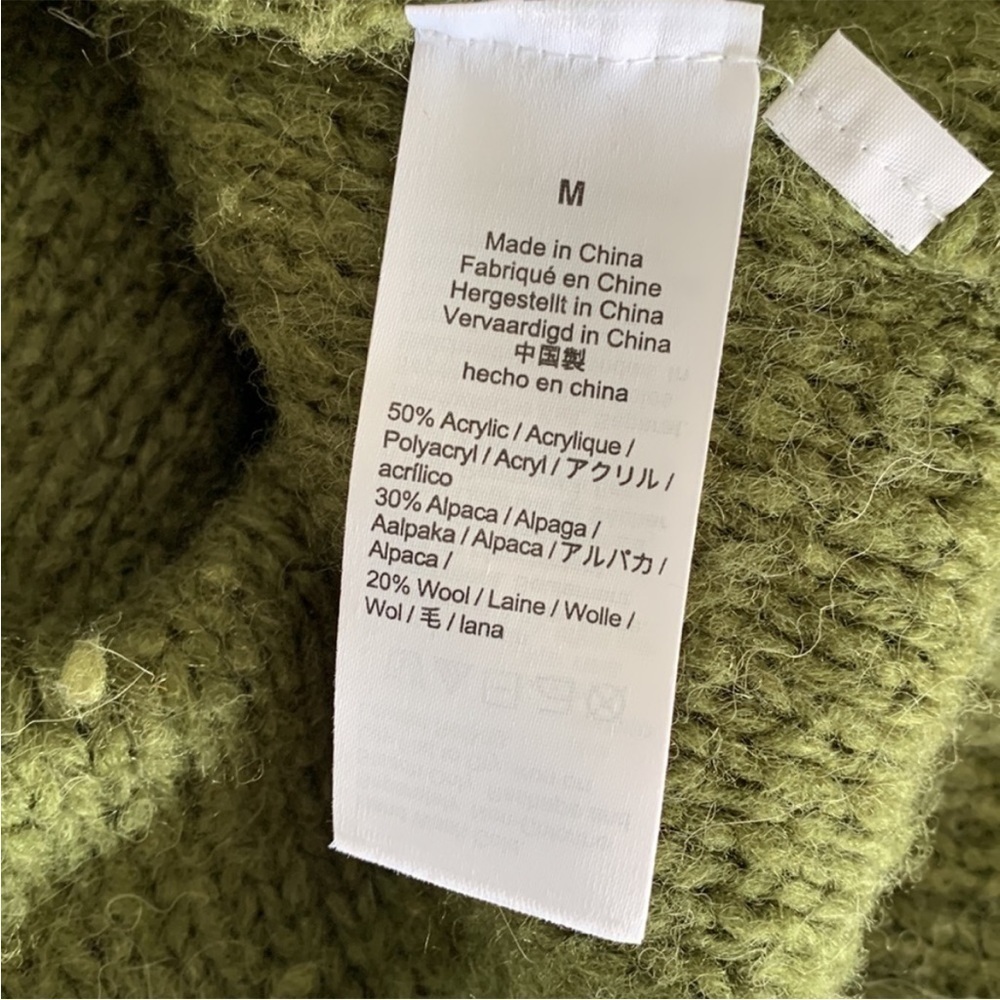 J. Crew Cable Knit Pointelle Alpaca Wool Blend Sweater Popcorn Flowers Green - Picture 9 of 10